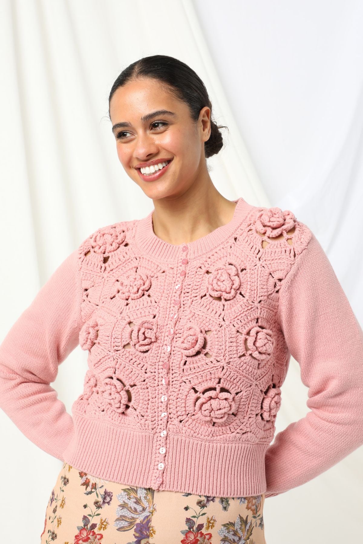 Womens audrey knitted cardigan pink 605ka003