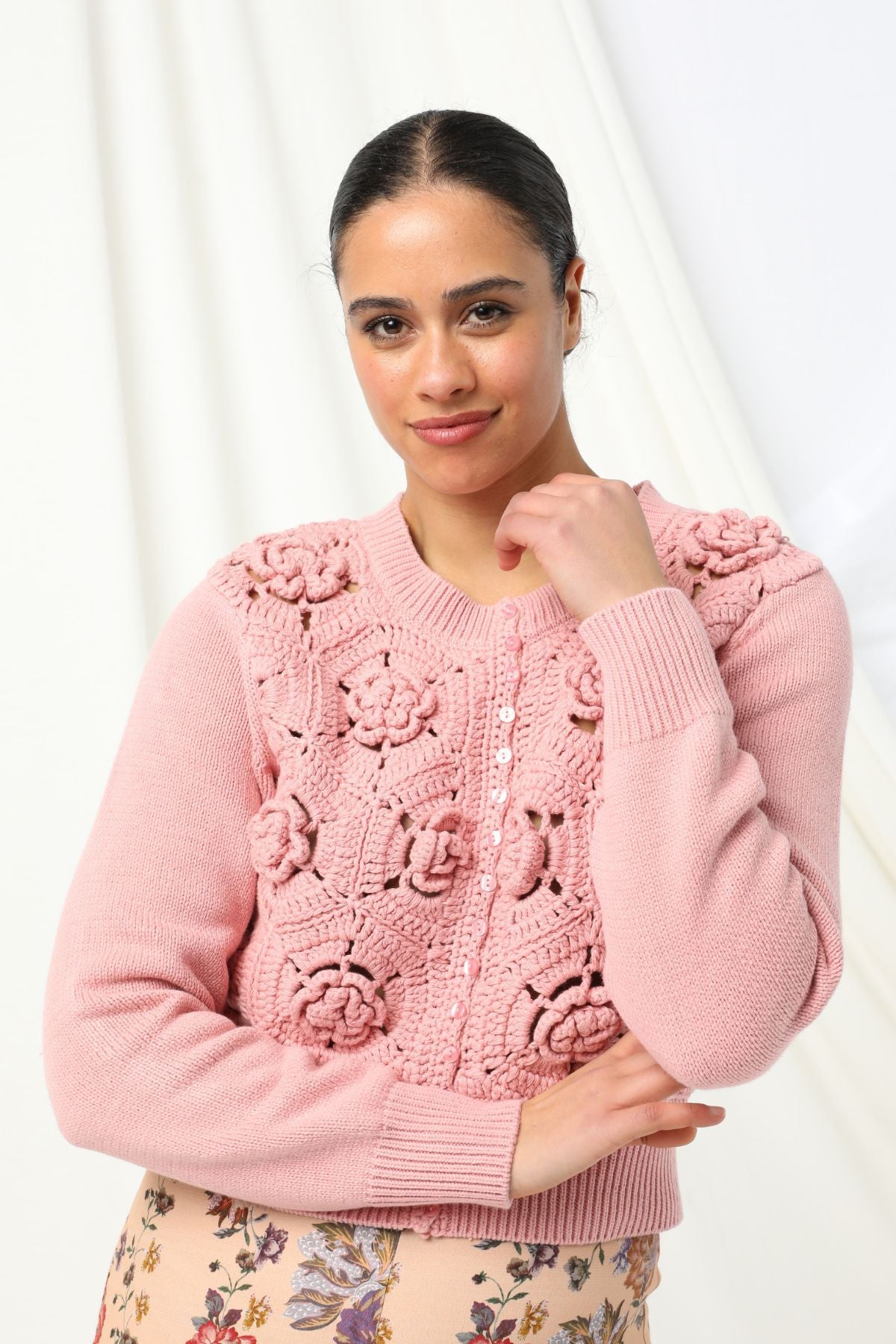 Womens audrey knitted cardigan pink 605ka003