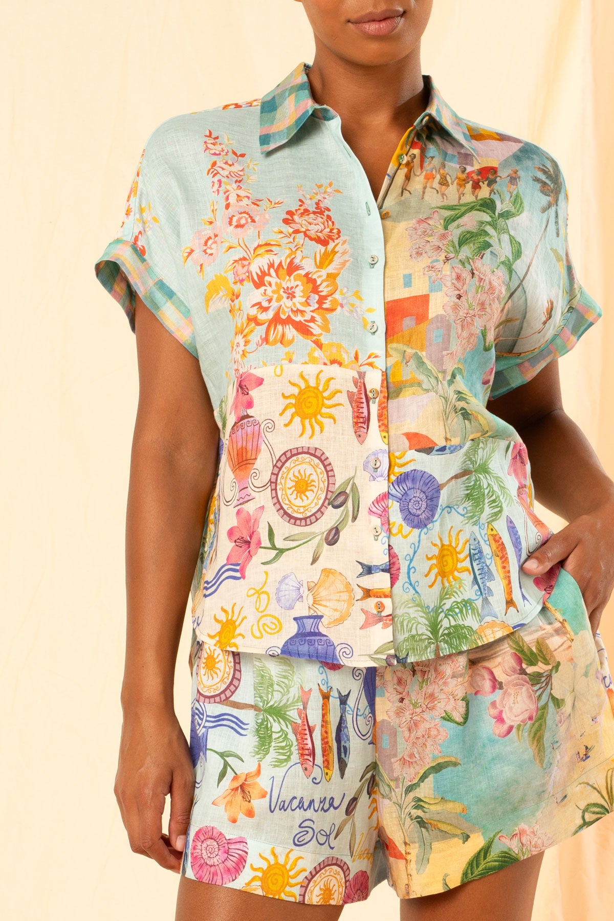 Women's Button Down Shirt in Multicolour