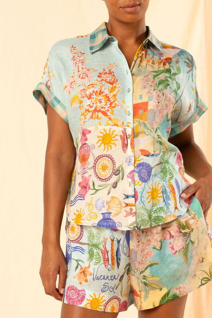 Women's Button Down Shirt in Multicolour