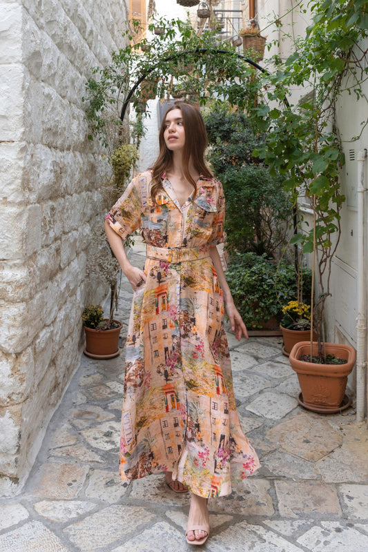 Womens Charlie Sslv Maxi Dress Multicolor 615ka001