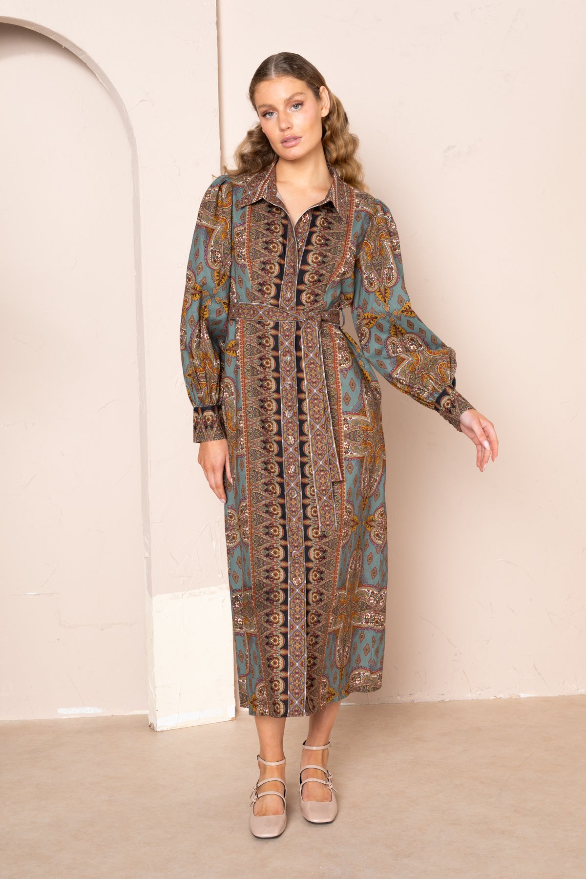 Holly Button Down Midi Shirt Dress