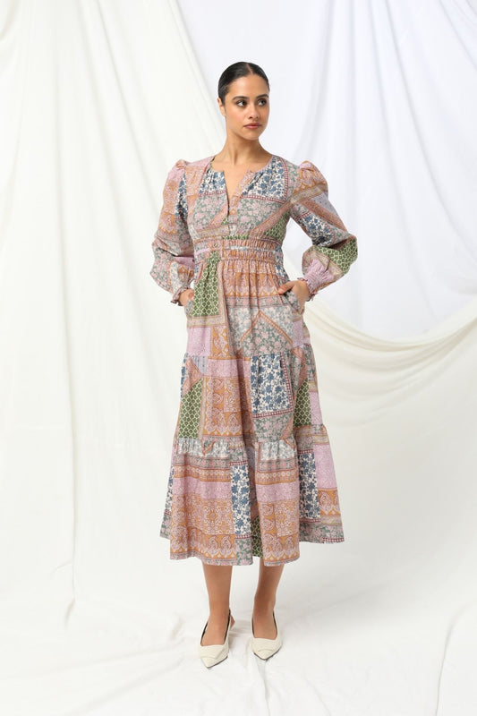 kachel high neck pleated maxi dress MAXI DRESSES