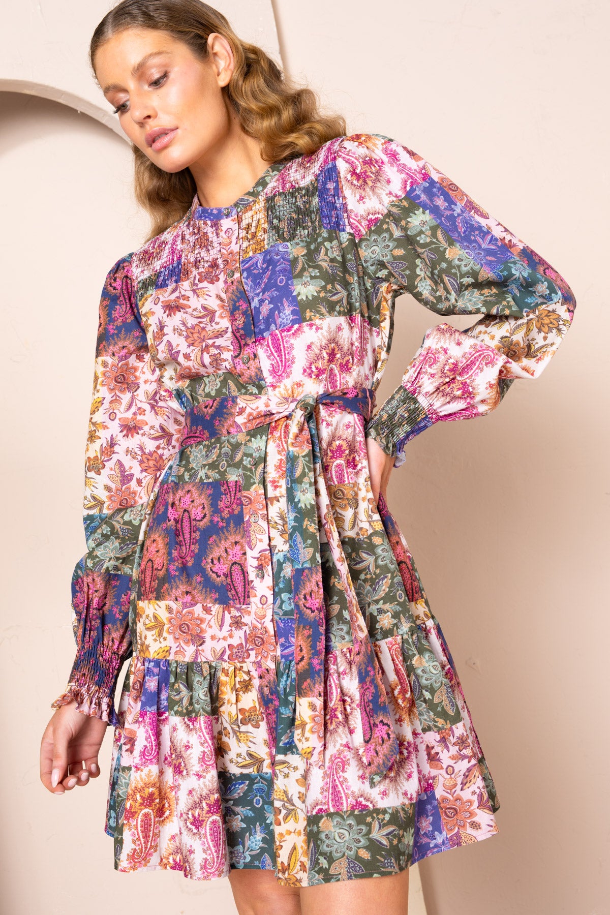 Women's Shirred Mini Dress | Leslie