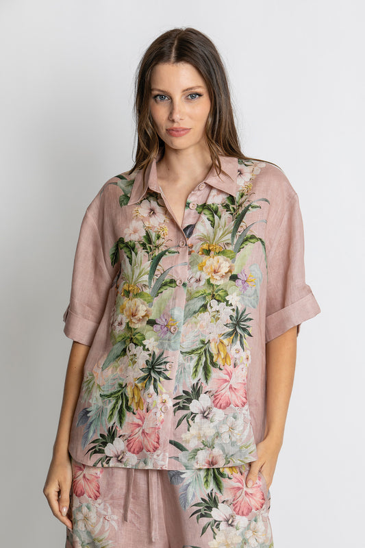 Womens Luna Short Slv Shirt Pink 615ka072