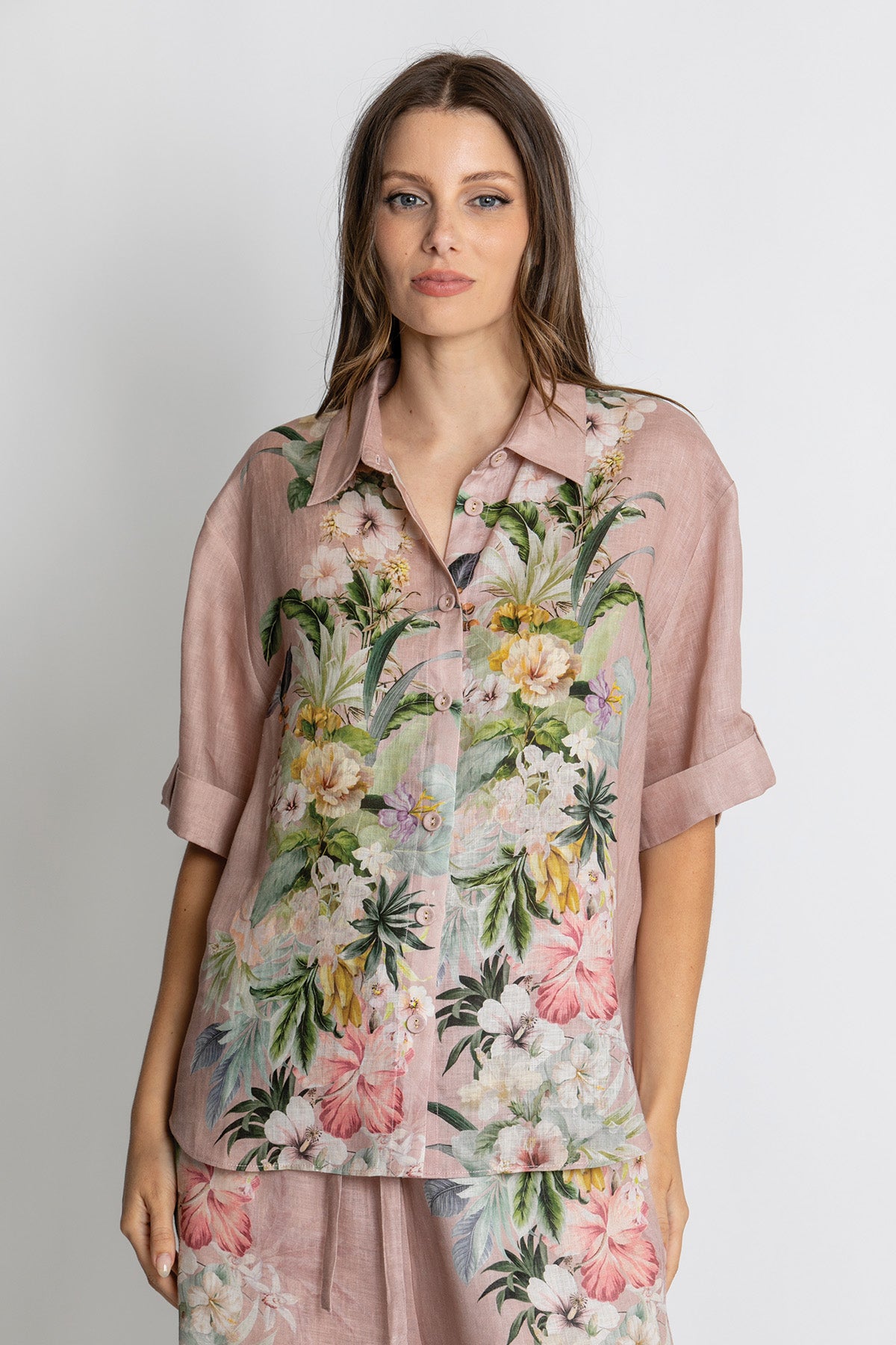 Womens Luna Short Slv Shirt Pink 615ka072