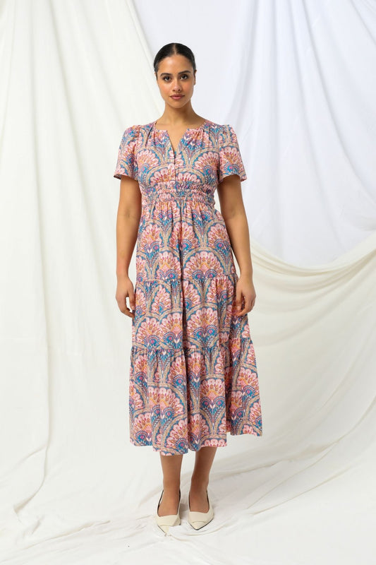 kachel mixed floral print midi dress Kachel Contrast Floral Midi Dress at MarketFair Shoppes in Princeton, NJ