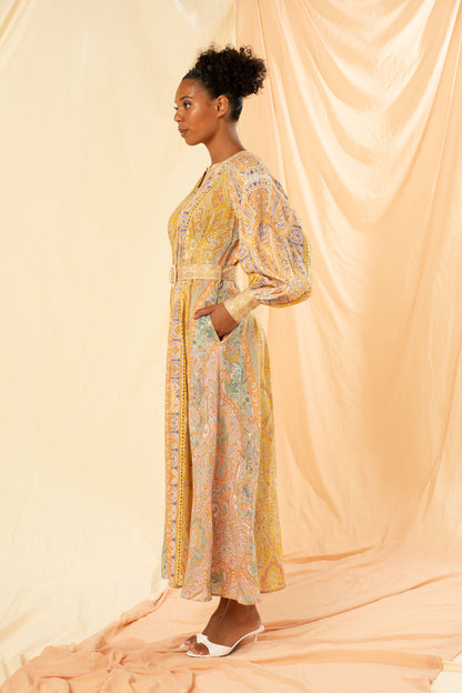 Women's Raglan Sleeve Maxi Shirt Dress in Costa D'Oro