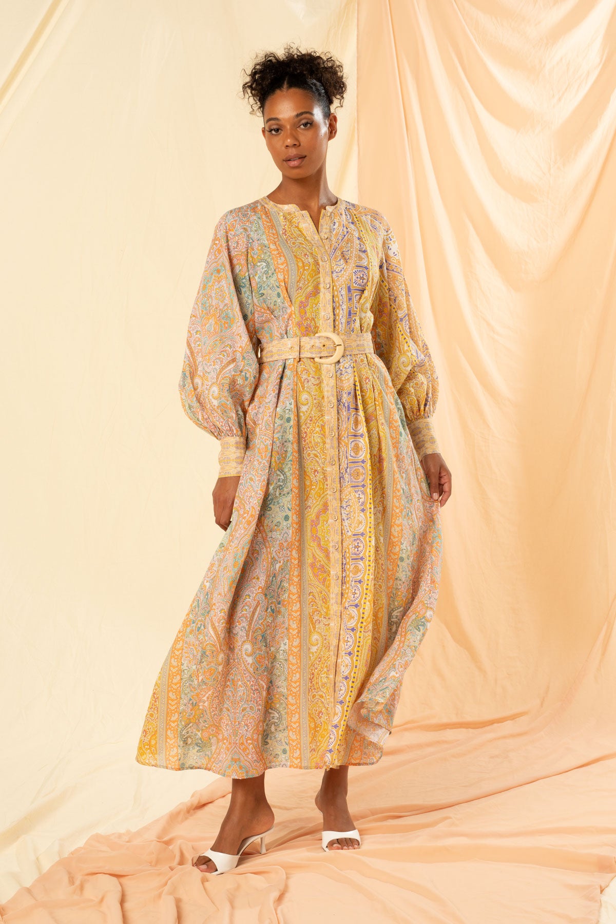 Women's Raglan Sleeve Maxi Shirt Dress in Costa D'Oro