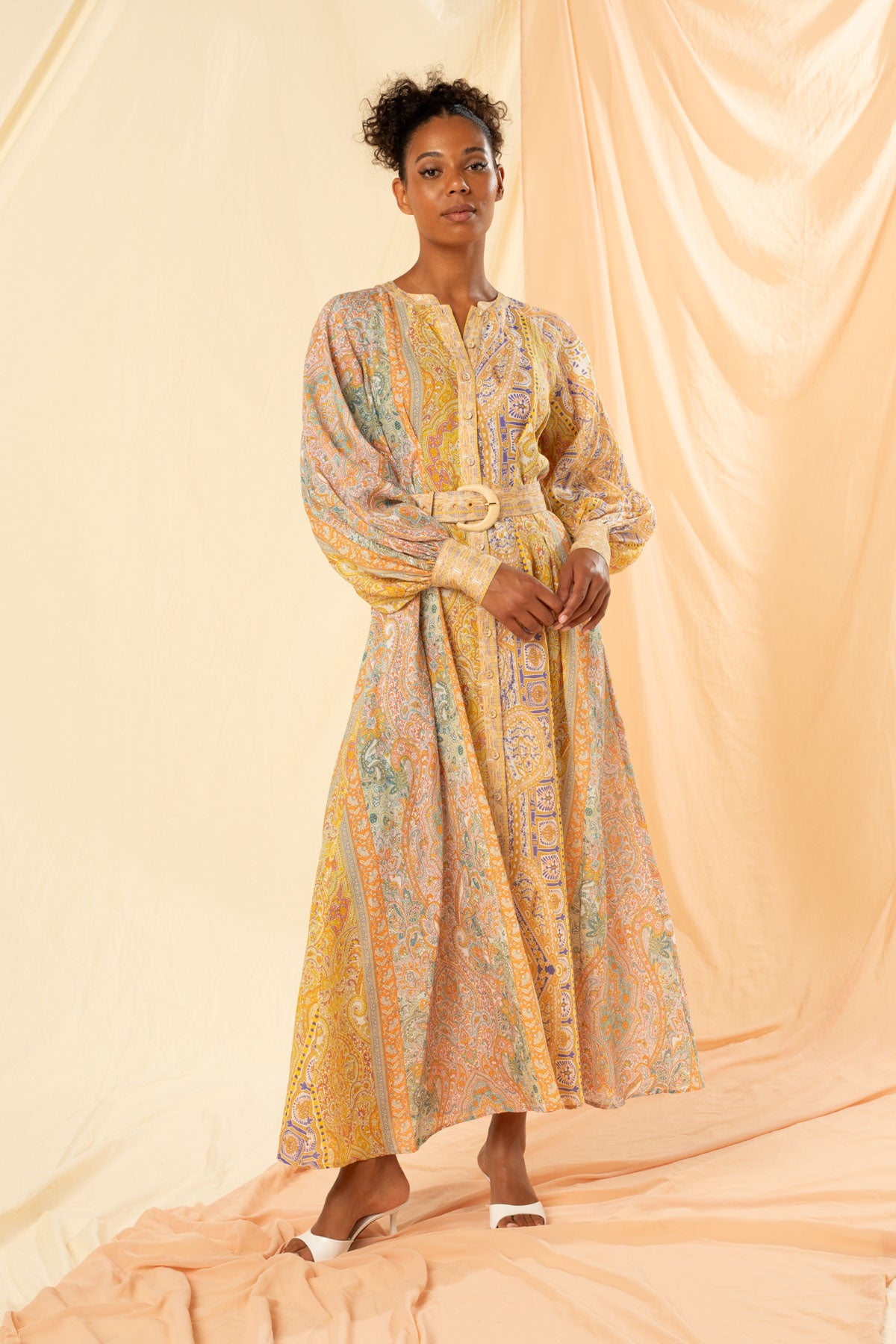 Women's Raglan Sleeve Maxi Shirt Dress in Costa D'Oro