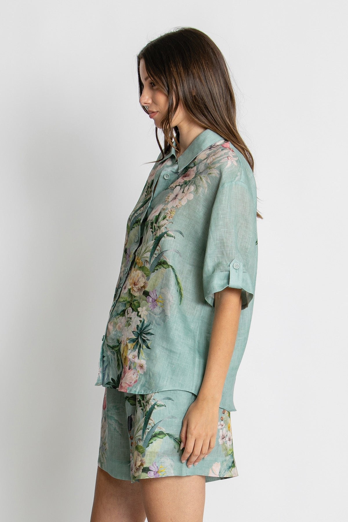 Womens Short Slv Shirt Green 615ka115