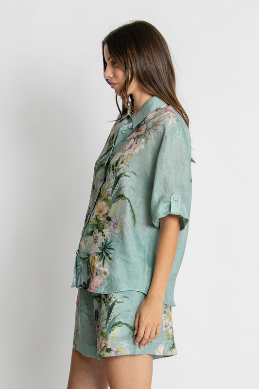 Womens Short Slv Shirt Green 615ka115