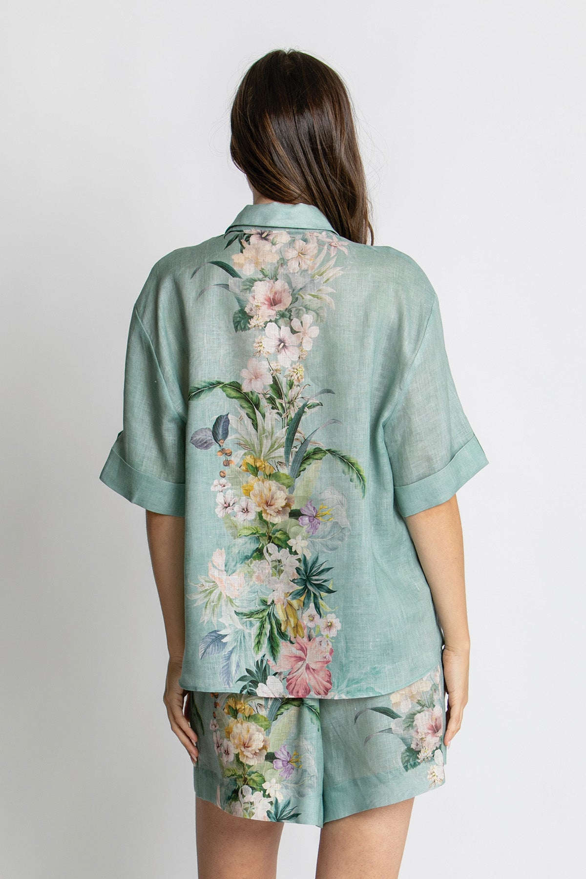 Womens Short Slv Shirt Green 615ka115