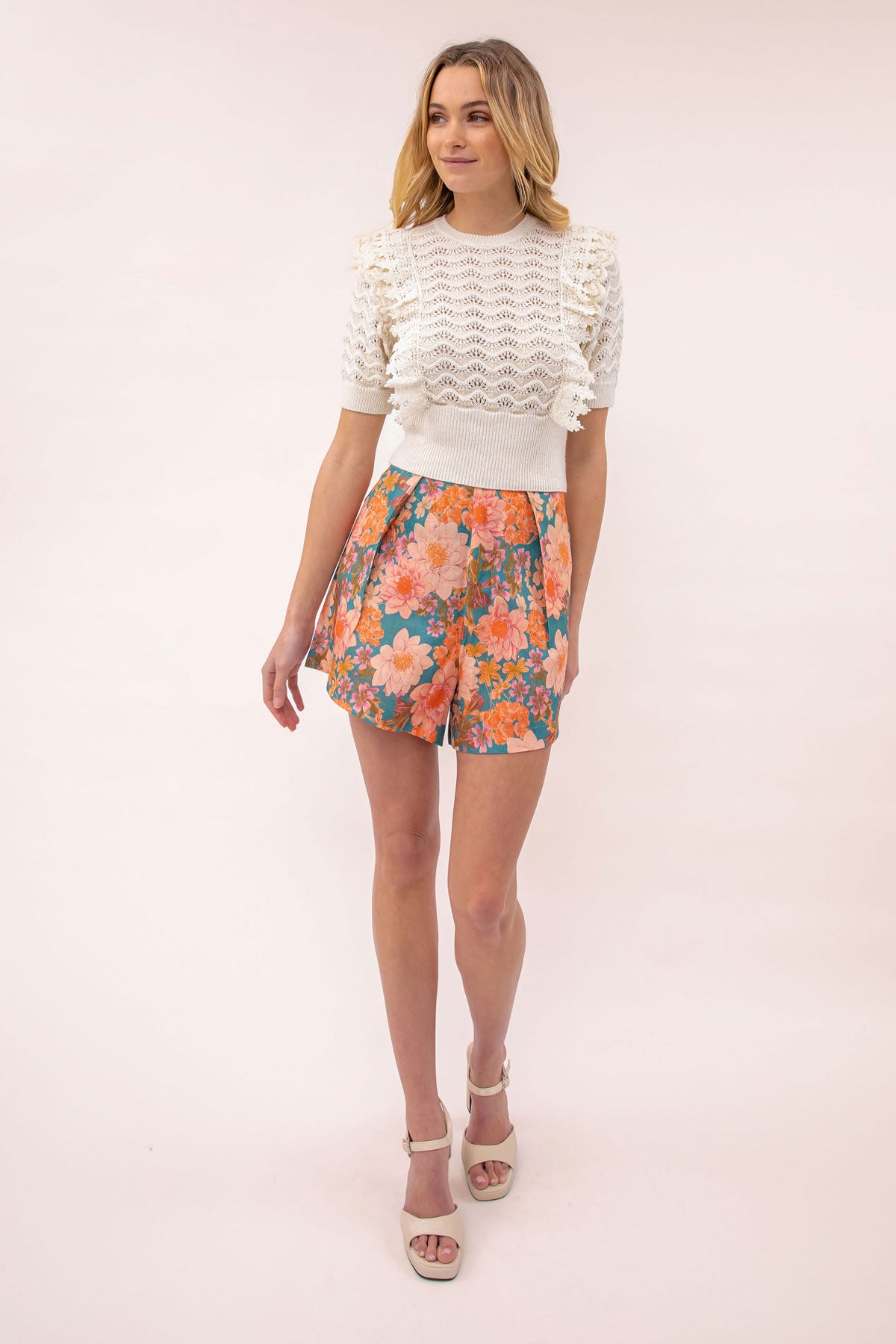 Courtney Floral Pleated Shorts
